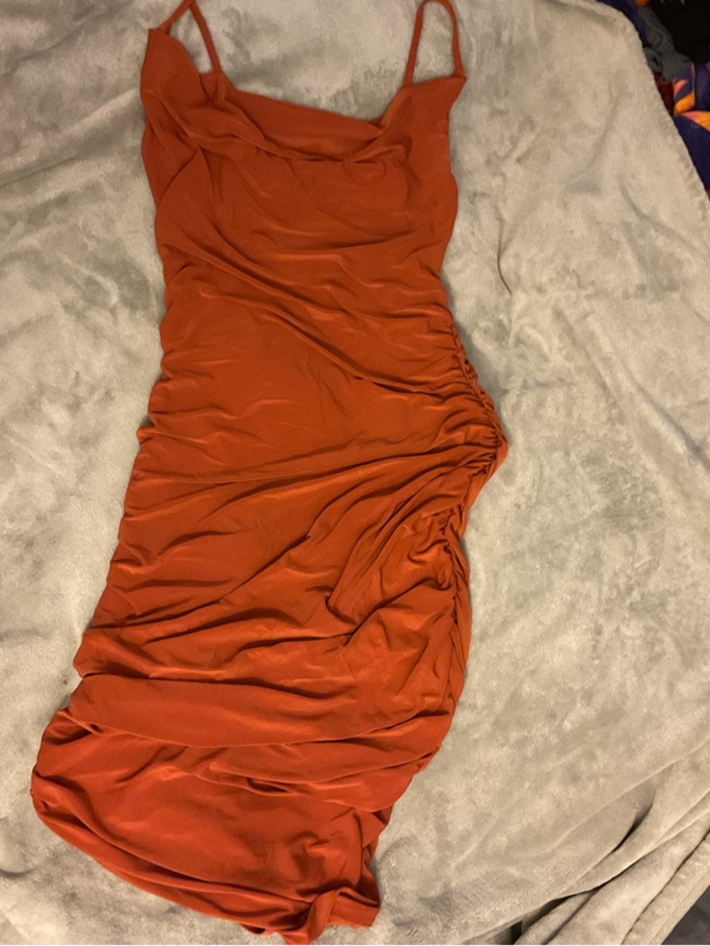 Boohoo Maternity Rust Orange Cowl Neck Midi Slip Dress